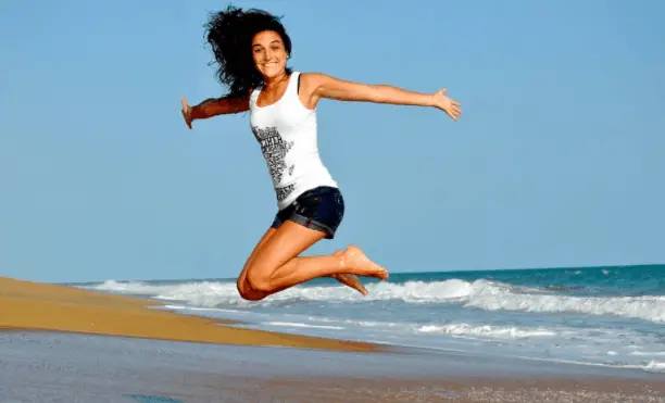 Woman jumping for joy